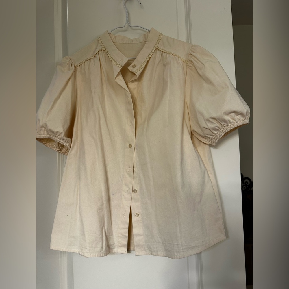 Cream Puff Sleeve Women's Top